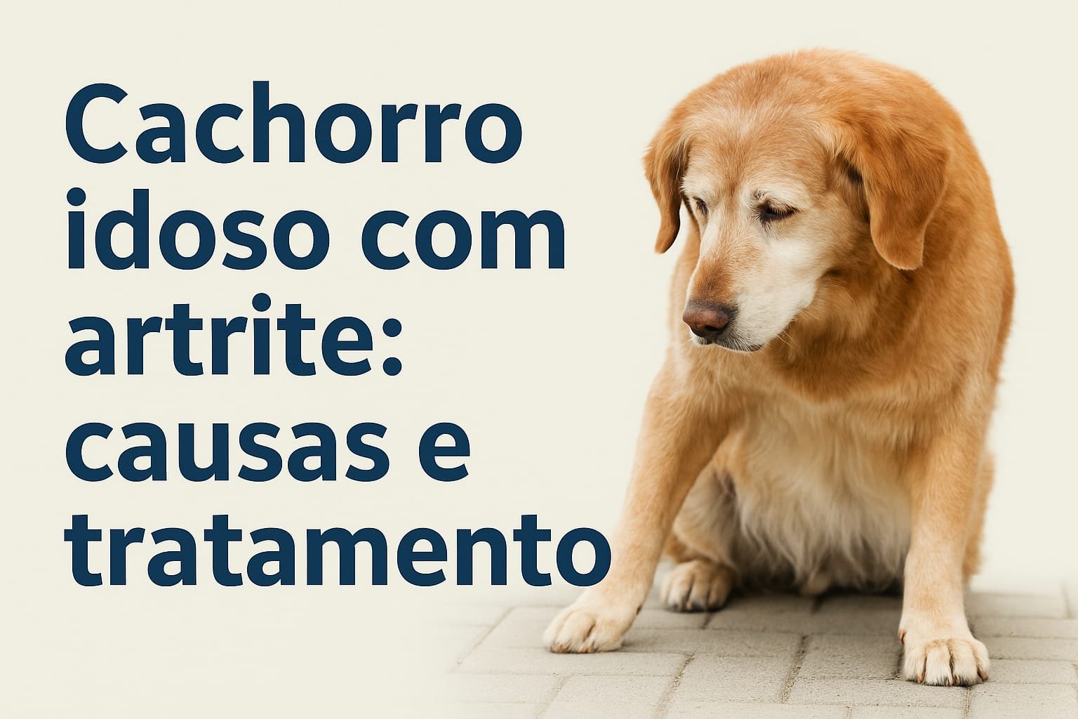 Cachorro idoso com dor nas articulações passeando devagar”